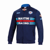 Thumbnail for Front view of Sparco Martini Bomber Jacket in navy blue with Martini Racing stripes and sponsor patches