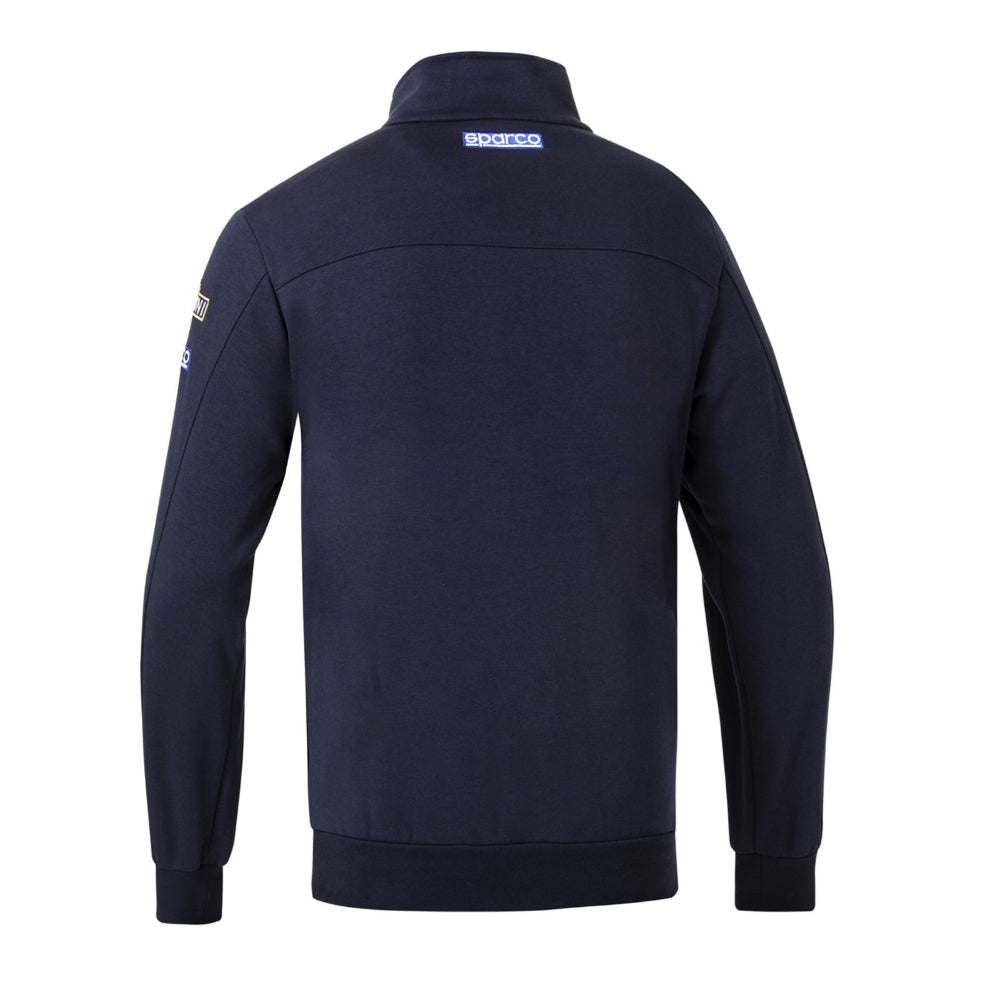 Back view of Sparco Martini Half Zip Jacket in solid navy with Sparco logo on collar –Image