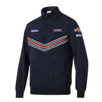 Thumbnail for Sparco Martini Half Zip Jacket in solid navy, front angle with Martini Racing stripes –Image