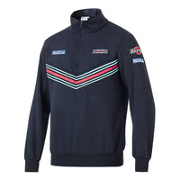 Thumbnail for Navy blue sweatshirt with red and green chevron pattern on a white background