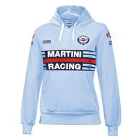 Thumbnail for Sparco Martini Lady Hoodie in celeste blue with full embroidery and iconic Martini Racing design