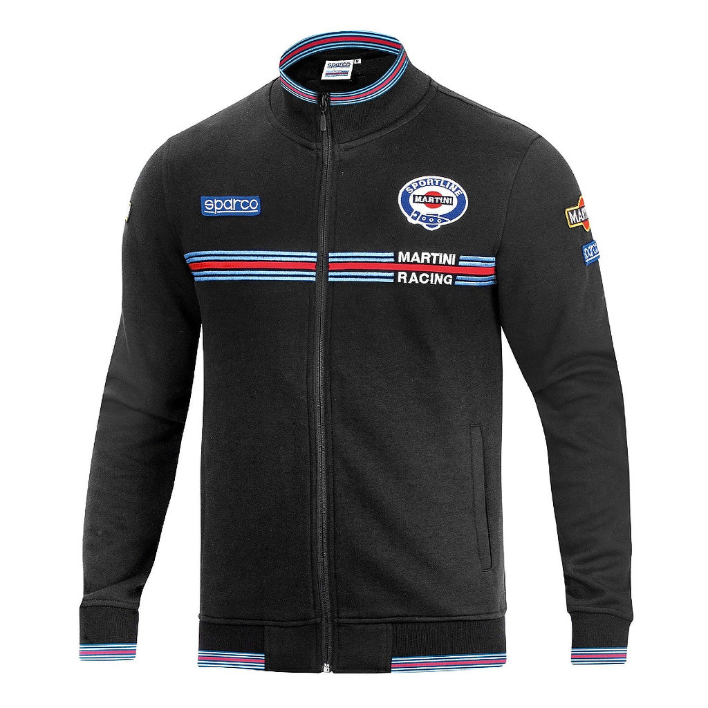 Black jacket with Martini Racing logos on a white background