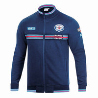 Thumbnail for Blue jacket with racing-themed branding on a white background