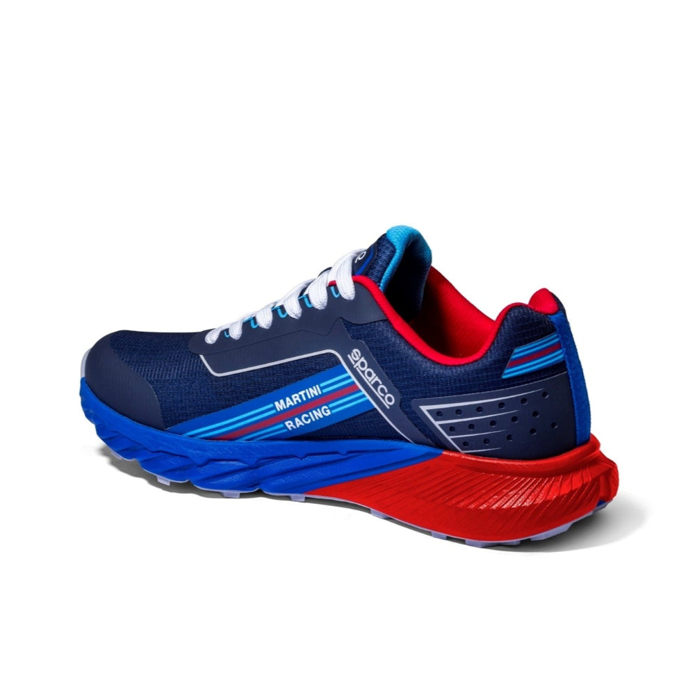 Sparco Martini S-Park Shoe – Rear angle showing heel design, perforated side panel, and Martini branding