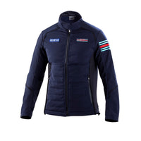 Thumbnail for Sparco Martini Soft Shell Jacket front view in navy with embroidered Martini Racing stripes on sleeve –Image