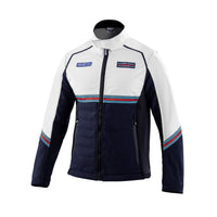 Thumbnail for Sparco Martini Soft Shell Jacket front view in white and navy with Martini Racing stripes –Image