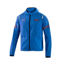Thumbnail for Sparco Martini Windstopper Jacket celeste blue front view with black zipper and racing logos


