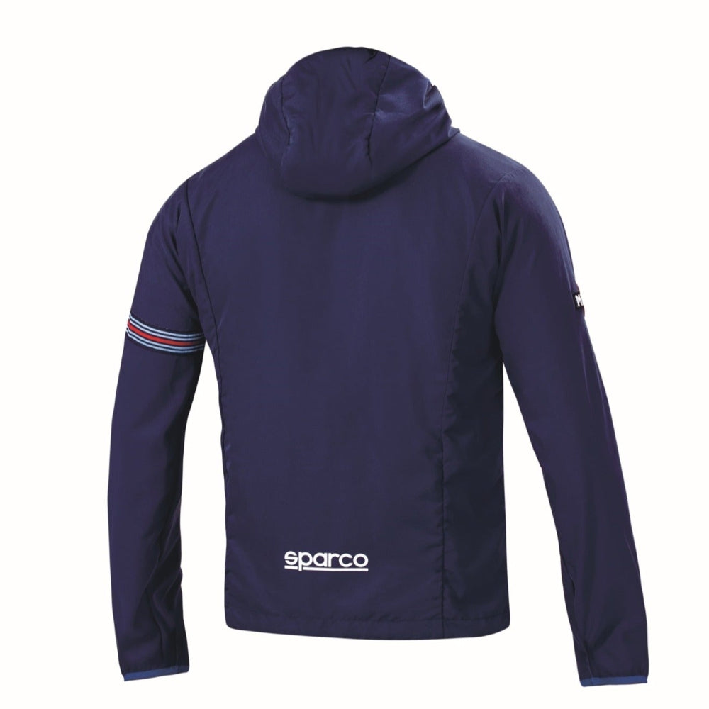 Sparco Martini Windstopper Jacket navy front and rear view with embroidered logos