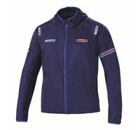 Thumbnail for parco Martini Windstopper Jacket navy front and rear view with embroidered logos

