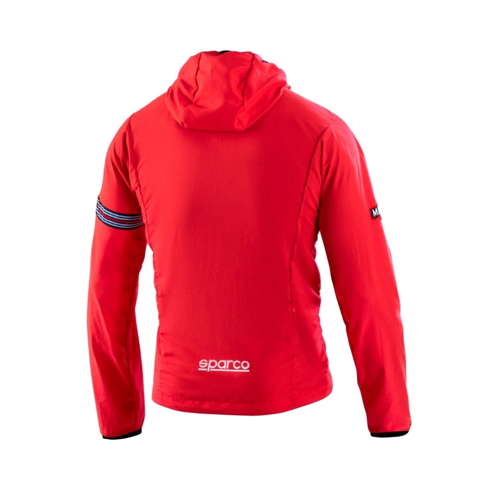 Sparco Martini Windstopper Jacket red rear view showing Sparco logo and hood