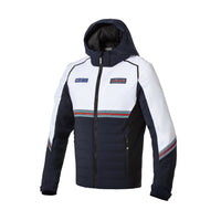 Thumbnail for Sparco Martini Racing Winter Jacket white and navy front view with hood up-image