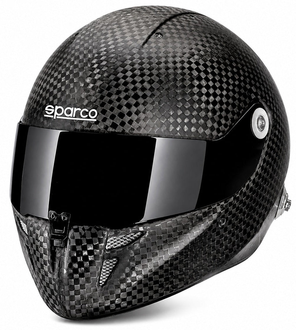 Sparco Prime RF-10 Supercarbon FIA 8860-2018 racing helmet with carbon fiber shell and dark smoke visor