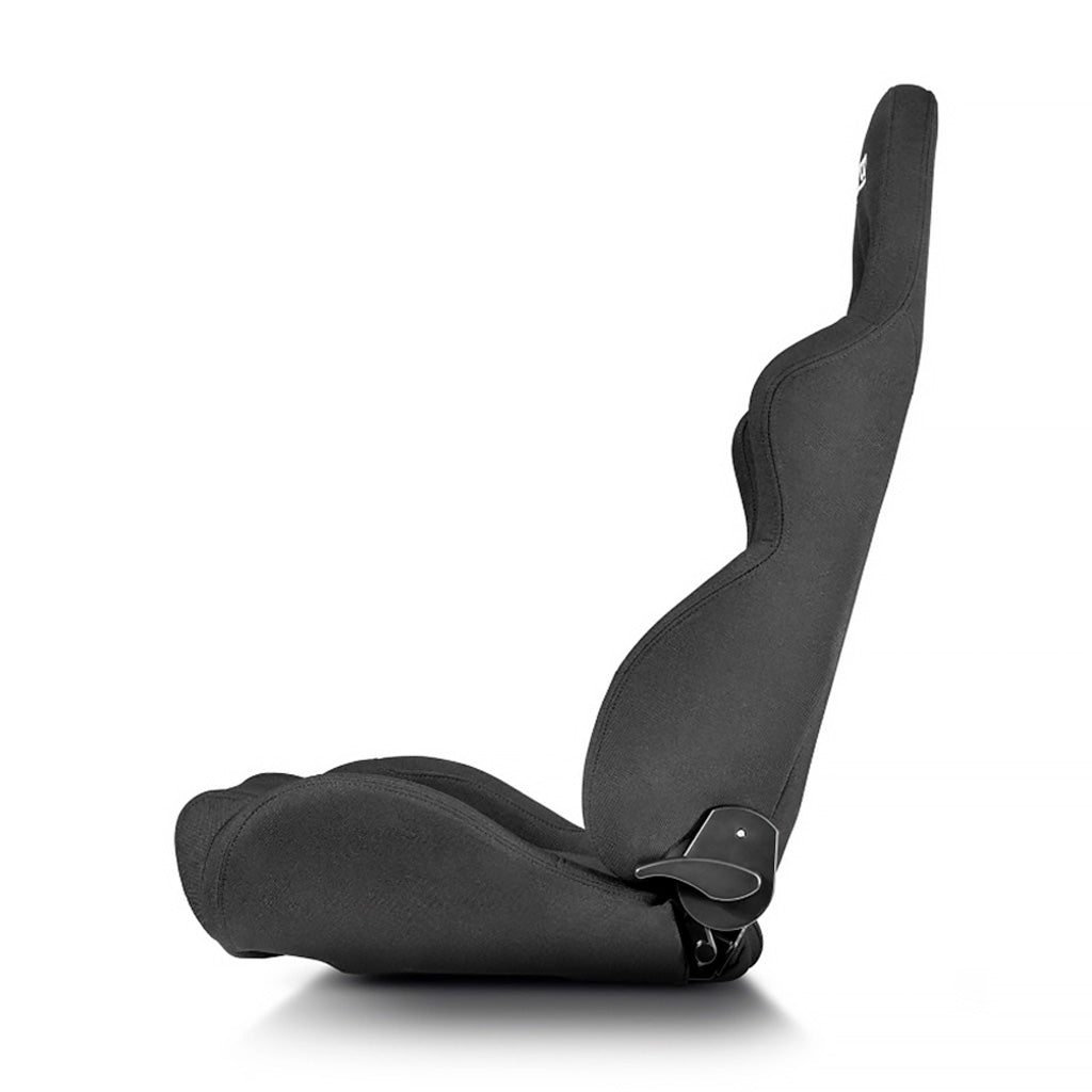 Side profile of Sparco R500 racing seat highlighting lightweight shell design