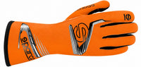 Thumbnail for An orange Sparco racing glove with black and silver accents, shown from the back on a plain white background.