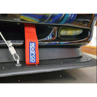 Thumbnail for Sparco racing tow strap red installed on front bumper