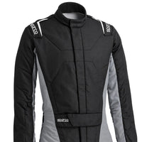 Thumbnail for Sparco Stint racing suit upper torso in black and gray with Sparco shoulder and waist branding