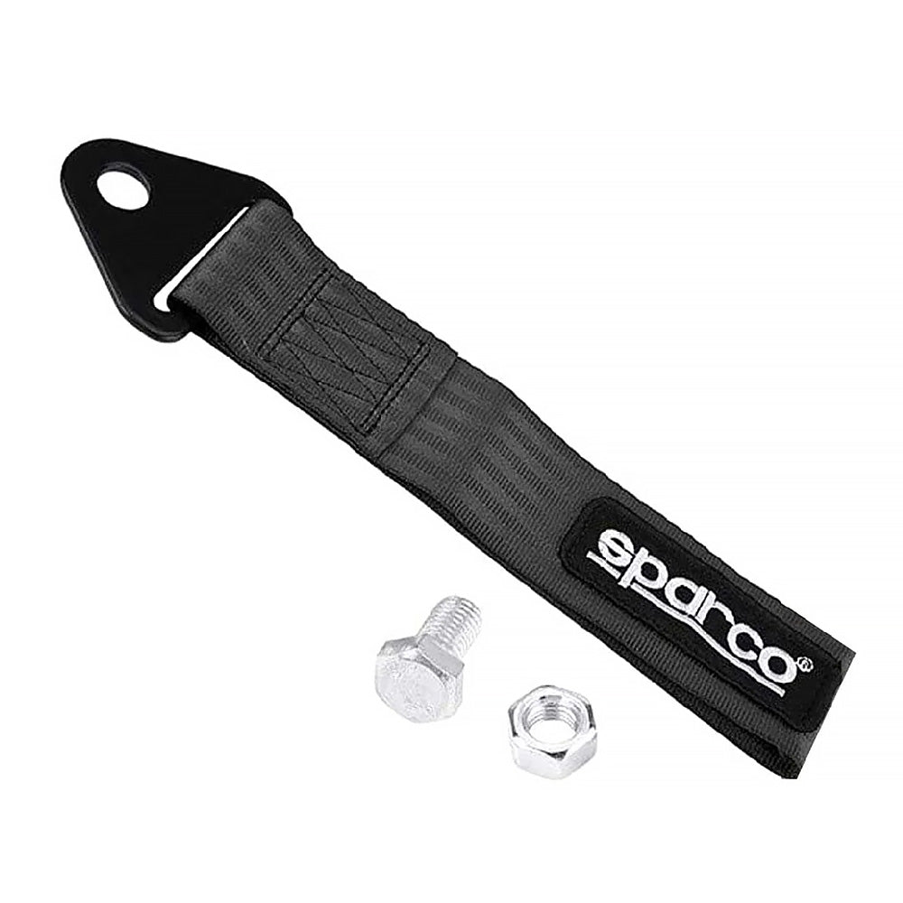 Sparco racing tow strap black with nut and bolt