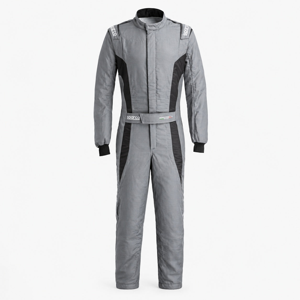 Sparco Victory Pro boot cuff racing suit grey and black front view