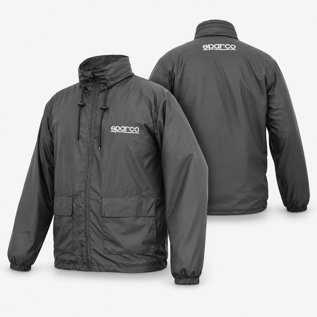 Sparco Windbreaker Jacket front and back view in dark grey