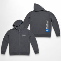 Thumbnail for Sparco WWW full zip hoodie in grey showing front and back views with Sparco logo branding