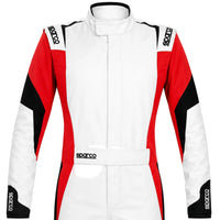 Thumbnail for White racing suit with red and black accents on a white background
