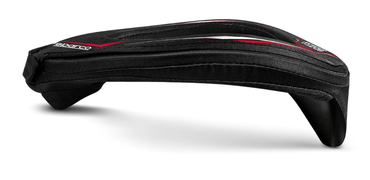 Sparco K-Ring Karting Neck Collar Black/Red side view showing low-profile 360-degree karting neck support and contoured foam construction