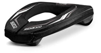 Thumbnail for Sparco K-Ring Karting Neck Collar Black/White top view showing contoured neck opening, 360-degree support design, and white graphic accents