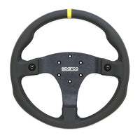 Thumbnail for Sparco R330B 330mm leather steering wheel with yellow stripe