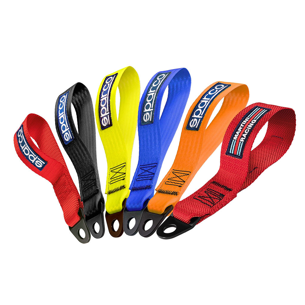 Sparco Racing tow straps in five colors plus Martini Racing