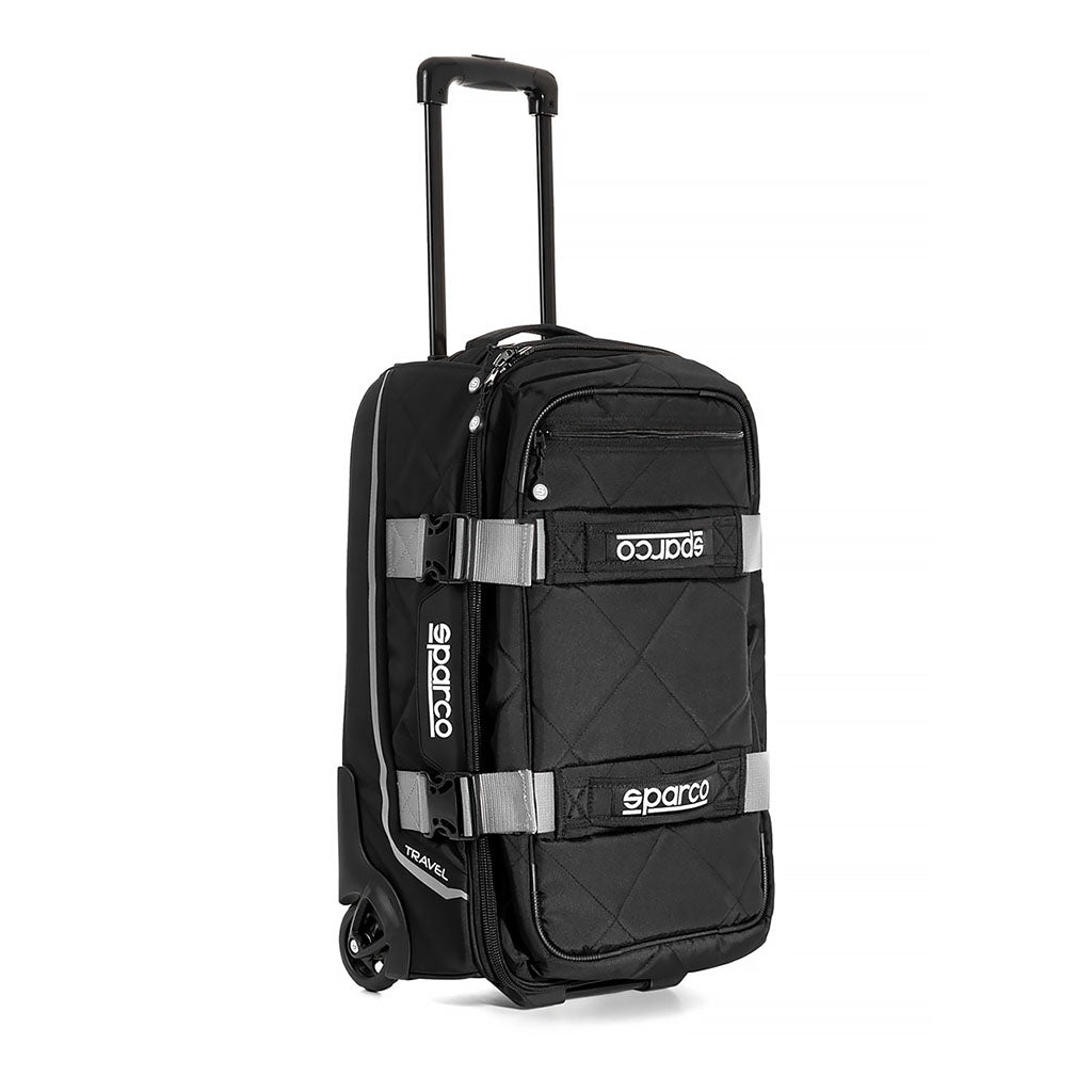 Sparco Travel roller carry-on racing gear bag in Black and Silver