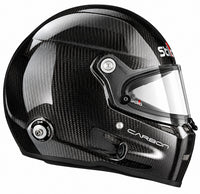 Thumbnail for Stilo ST5.1 GT Carbon Fiber SA2020 racing helmet shown in right-side profile, featuring a glossy exposed carbon fiber shell, clear racing visor, shield pivot hardware, integrated ventilation ports, and Stilo branding on a clean white background.