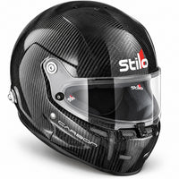 Thumbnail for Stilo ST5.1 GT Carbon Fiber SA2020 racing helmet in three-quarter front view, featuring a glossy exposed carbon fiber shell, clear racing visor, central shield locking mechanism, integrated chin ventilation, and aerodynamic design.