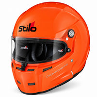 Thumbnail for Stilo ST5.1 GT Offshore Composite racing helmet in fluorescent orange, featuring a clear visor, black interior padding, front chin ventilation, and three-quarter front view on a white background.