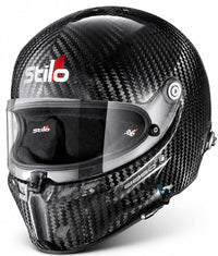 Thumbnail for Stilo ST6 carbon fiber 8860 racing helmet with clear visor, exposed carbon shell, and integrated side port hardware