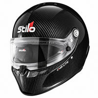 Thumbnail for Stilo ST6 CMR Carbon Lite Youth Karting Helmet featuring a black carbon-fiber finish, clear visor, and lightweight racing design.