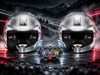 Thumbnail for Stilo Venti WRC Composite rally helmets featuring wireless driver-to-co-driver communication, integrated speakers, noise-canceling microphones, and a Stilo wireless intercom amplifier against a dramatic rally racing background.