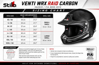 Thumbnail for Stilo Venti WRX Raid Carbon racing helmet sizing chart with Stilo sizes, head circumference measurements, shell sizes, and measuring guide