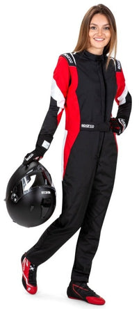 Thumbnail for Sparco Competition Lady Fire Suit Black / Red Action Image