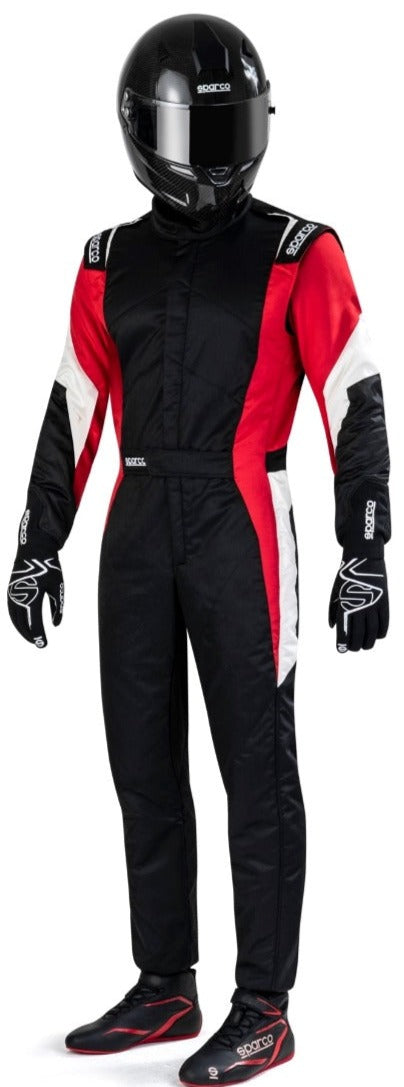 Sparco Competition Race Suit Black / Red Front Action Image