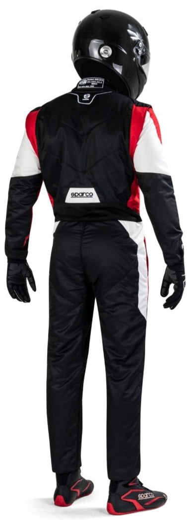 Sparco Competition Race Suit Black / Red Rear Action Image