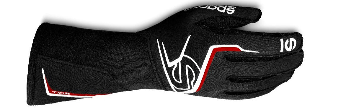 Sparco Tide Nomex Gloves - Black/Red 001356NRRS Front Image