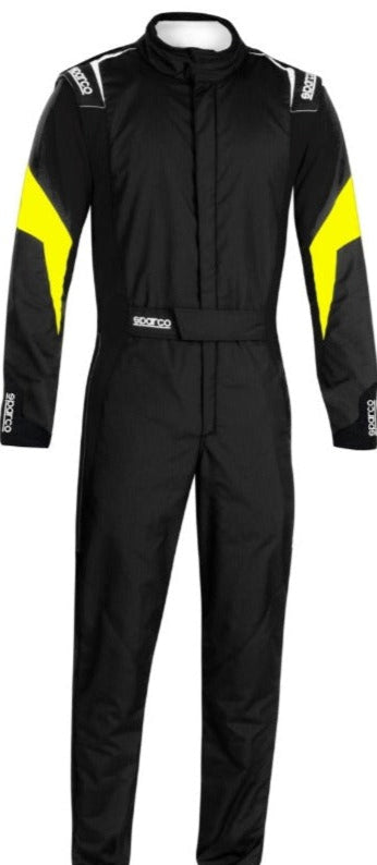 Sparco-Competition-Race-Suit-Black/Yellow-Front-Image