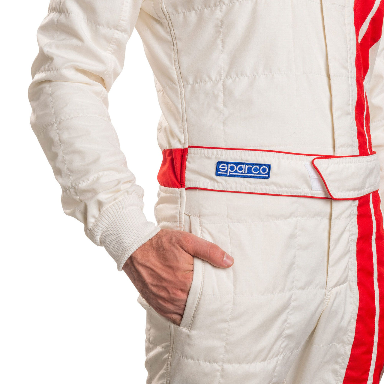 Sparco Vintage Classic Race Suit White / Red Pocket Image
