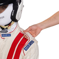 Thumbnail for Sparco Vintage Classic Race Suit White / Red Shoulder Image