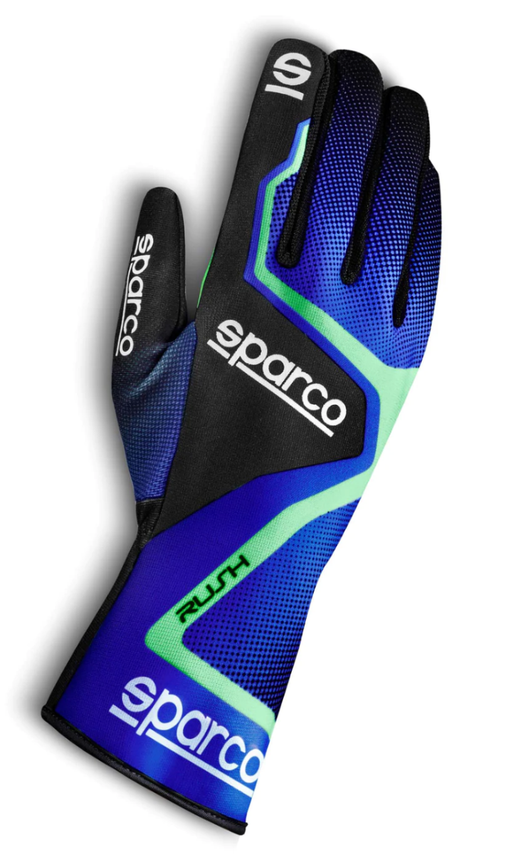 Sparco Rush Kart Racing Glove - Blue/White/Green 002556BXVF Image