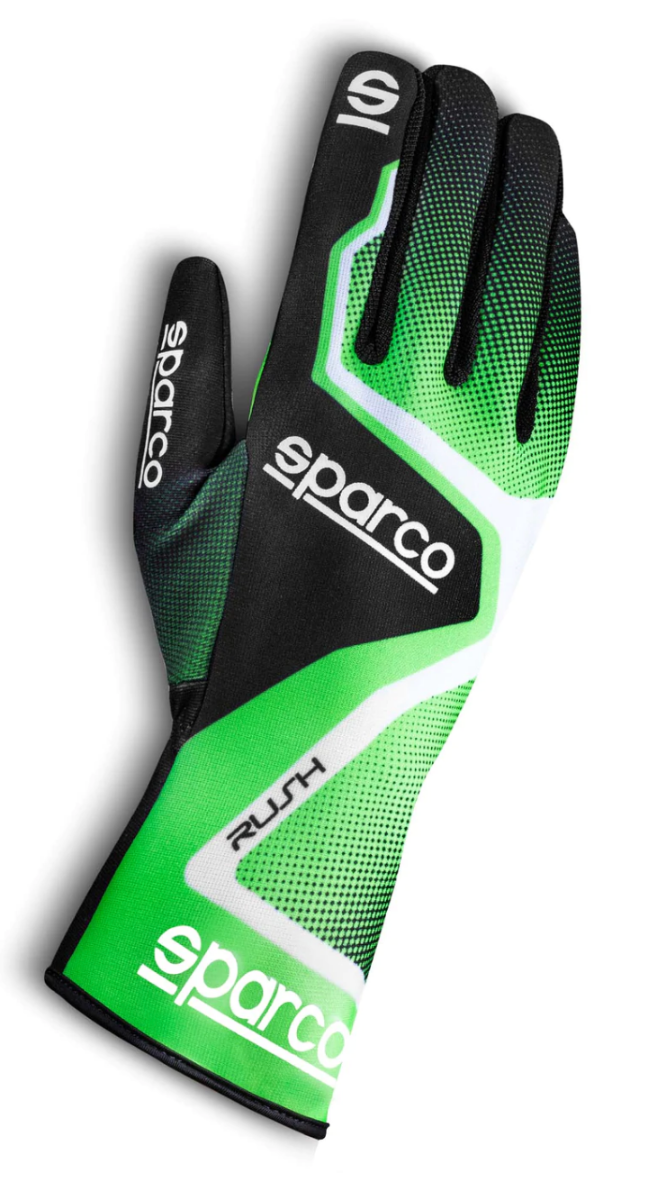 Sparco Rush Kart Racing Glove - Green/Black/White Image